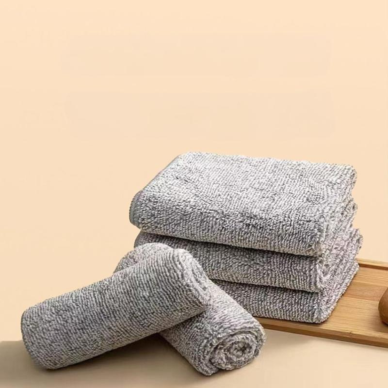 10pcs Gray Bamboo Charcoal Thickened Super Absorbent Dishcloth Oil Resistant Kitchen Wipes Microfiber Cleaning Cloths