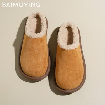 Меховые балетки женские хлопковые тапочки замшевые модные мюли обувь зимние теплые удобные ботинки с открытой пяткой женские тренд 2025 новый зимние ботинки Femme