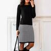 2022 European & American Autumn/Winter Slim Houndstooth Patchwork Dress