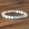 Браслет из селенита с эффектом «Кошачий глаз» – Минималистичное спокойное украшение, духовный очищающий подарок для женщин
