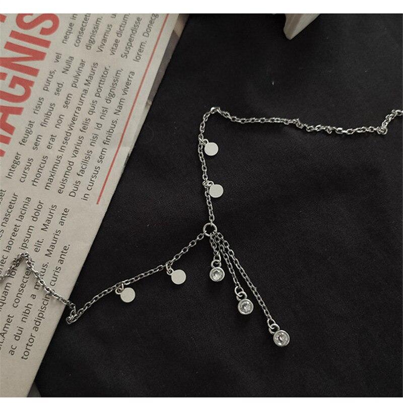 925 пробы стерлингового серебра винтажная цепочка с кисточками циркониевые бусины подвеска ожерелье для женщин девушки ювелирные изделия для вечеринок аксессуары dz371