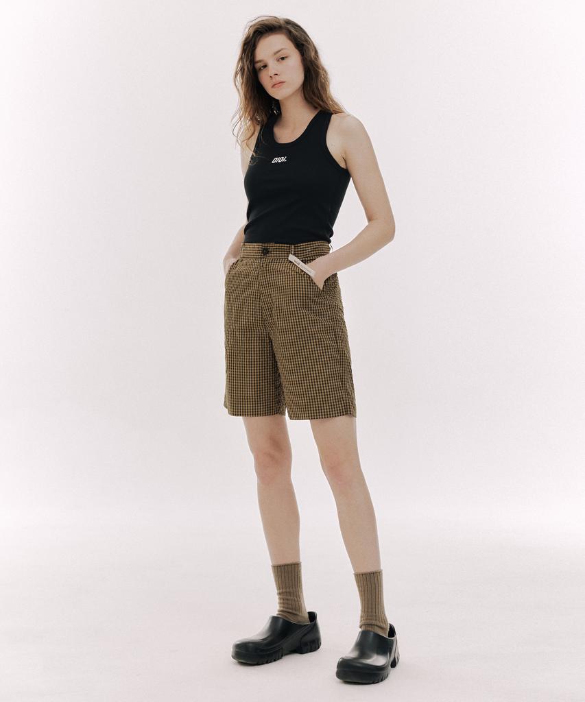 OIOI COLLECTION Cosmo Label Check Pants_Brown