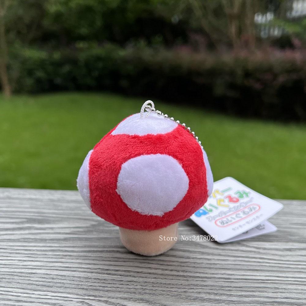 7cm Super Mario Bros Plush Cute Toad Mushroom Red Blue Stuffed Toy Keychain Soft Doll