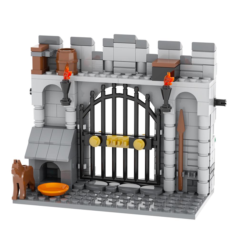MOC Medieval Stone Castle Brick Gate Tower Construction Assembled Compatible Figure Building Blocks Toys For Children Adult Gift