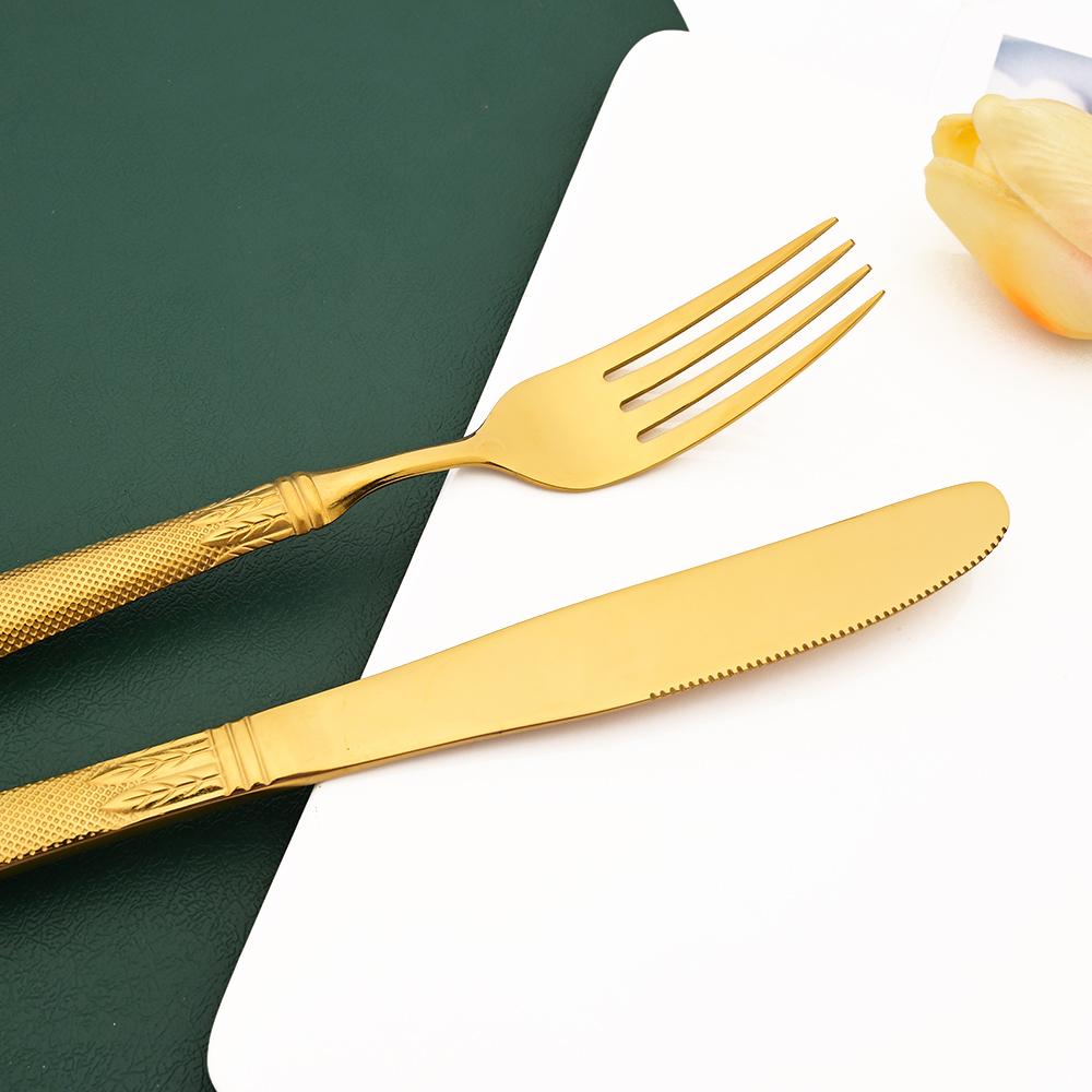 Набор кухонных столовых приборов в стиле ретро в стиле вестерн, обеденный нож, вилка, ложка, посуда из нержавеющей стали 304, роскошный набор столовой посуды с колосьями пшеницы