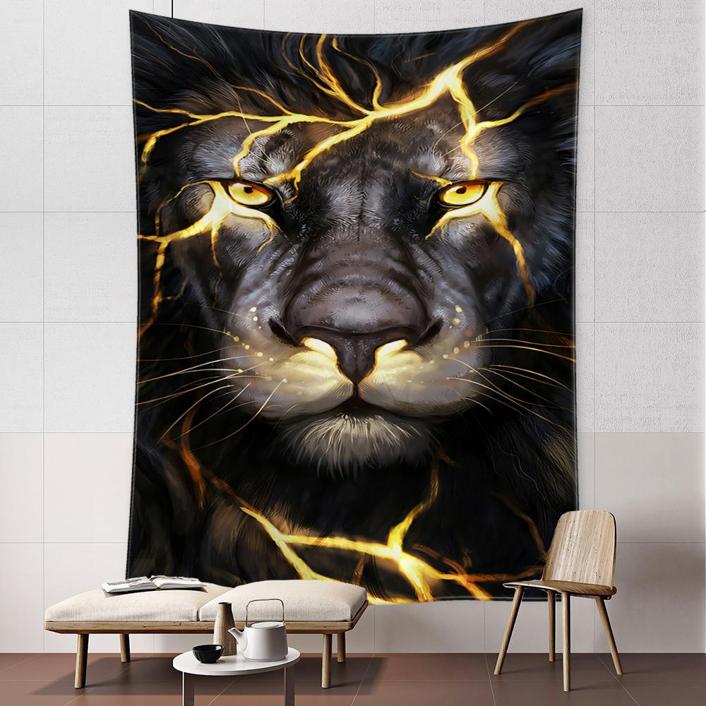 Психоделический гобелен с изображением льва, настенный подвесной загадочный абстрактный животных, искусство для гостиной, богемный хиппи, общежитие, домашний декор