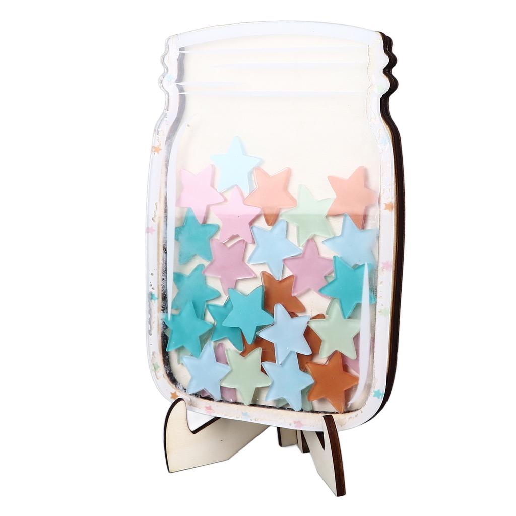 Star Reward Jar 30 Colorful Star Safe Sturdy Wood Stable Stand Routine Training Kids Reward Board for Home Education