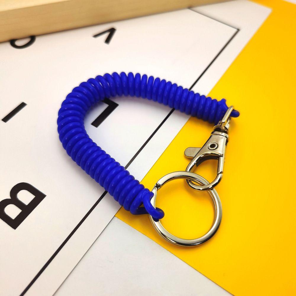 Security Gear Wrist Coil Spring Rope Key Ring Elastic Ropes Spiral Stretch Keychain Key Cord Clasp