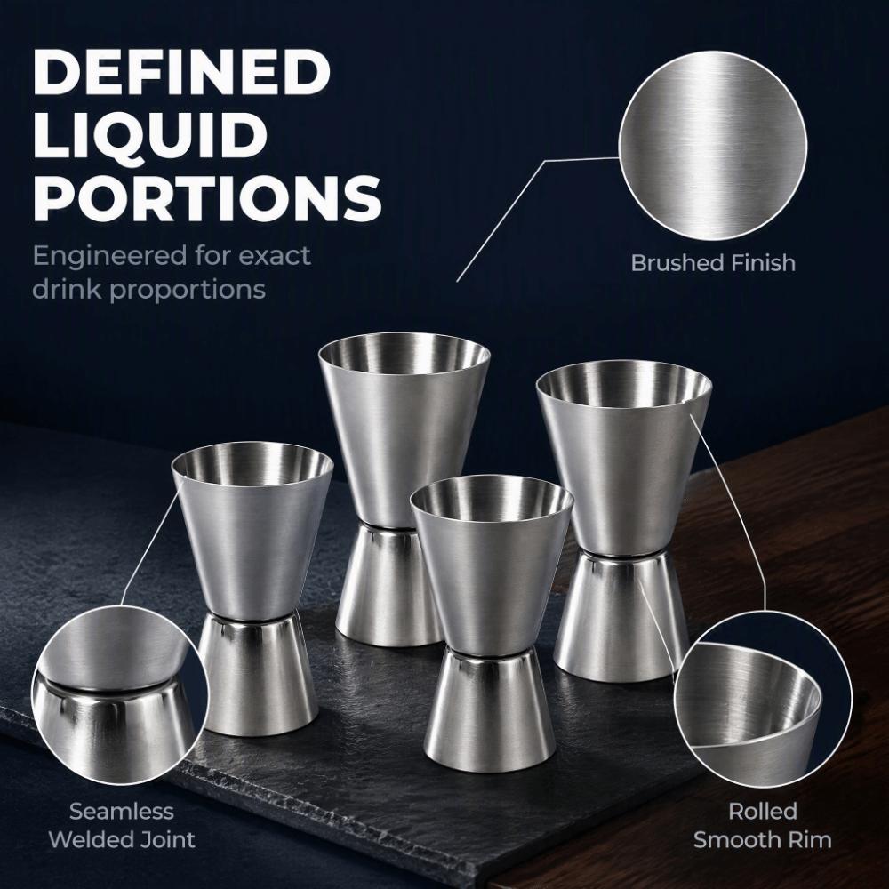 4pcs Double Ended Stainless Steel Jigger Easy To Clean Bar Jigger For Cocktail Making
