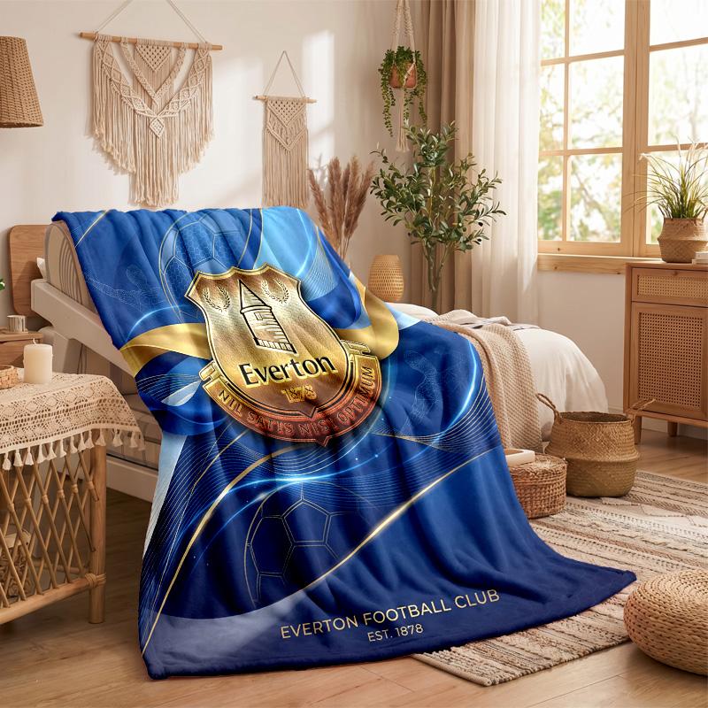 Everton Football Print Flannel Blanket Soft Warm Sofa Bed Throw Blanket For Home Office Bedroom
