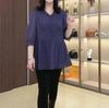2025 Spring Casual Chiffon A-Line Princess Top - Plus Size Women's Three-Quarter Sleeve Shirt