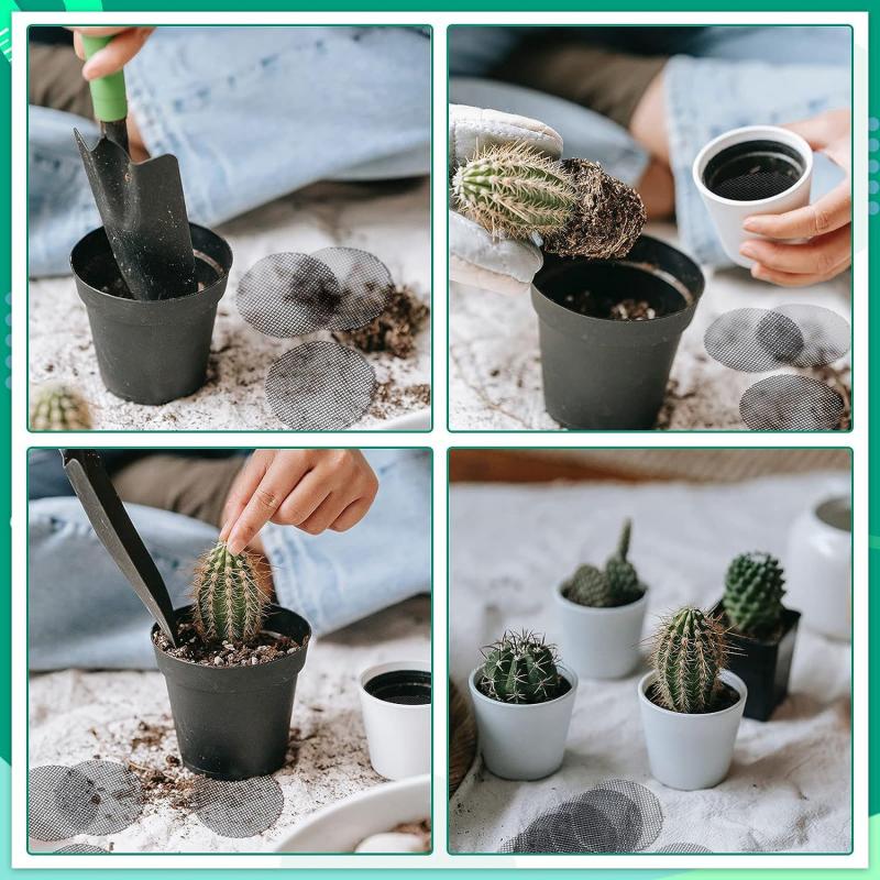 50 шт. круглый цветочный горшок с нижним дренажным отверстием, сетчатый коврик для садовых растений, против насекомых, нижний сетчатый коврик