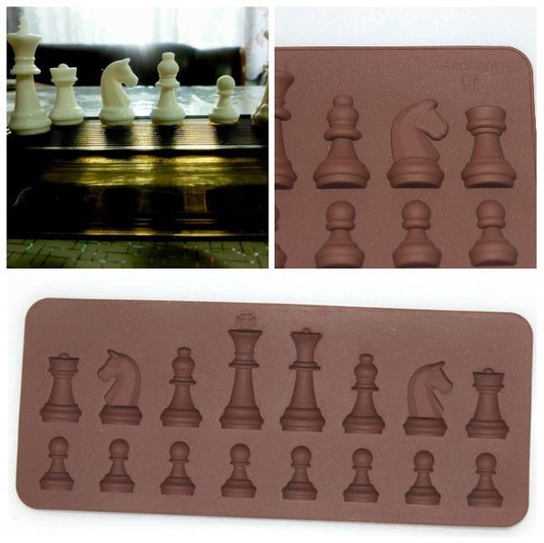 Mini Chess Shaped Ice Chocolate Sugar Cake Decor Silicone Cube Tray Chess Mold Kitchen Tool MIT