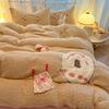 Мультяшный шениловый вышитый флисовый комплект постельного белья из овечьей шерсти - Пододеяльник и Простыня