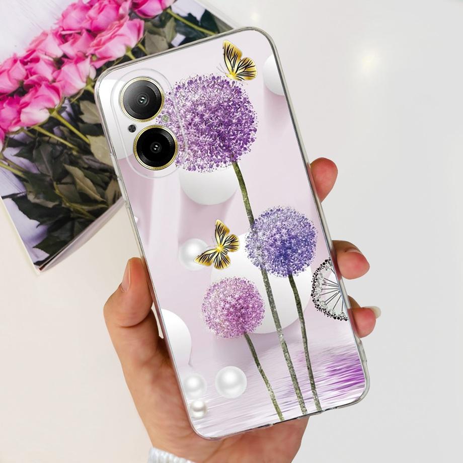 Мягкий ТПУ Бампер Чехлы Для Realme C67 4G RMX3890 Задняя Крышка Тонкий Прозрачный Силиконовый Чехол Для Телефона Женская Мода Рисунок Funda C 67 4G