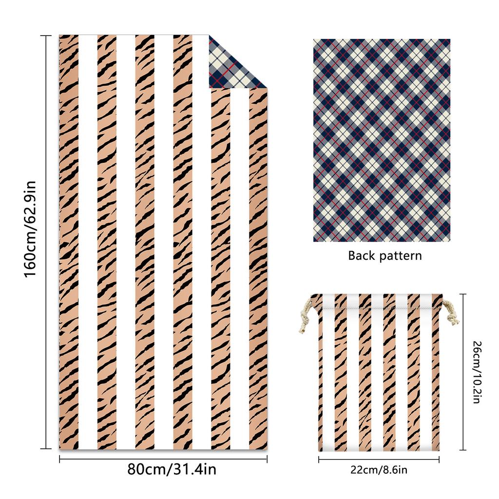 Новое полотенце для пляжа из бархата с микрофиброй, двухстороннее, серия Stripe, с принтом