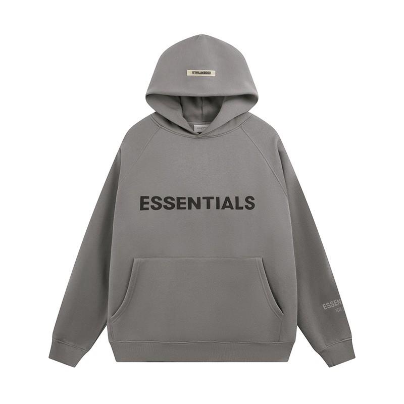 Unisex Oversized Hooded Sweatshirt With ESS Letter Print Cotton Fleece Lined Streetwear Style Men Women