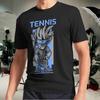 Men's and Women's T-shirts TENNIS TEE WITH CARTOON HOLDING RACKET