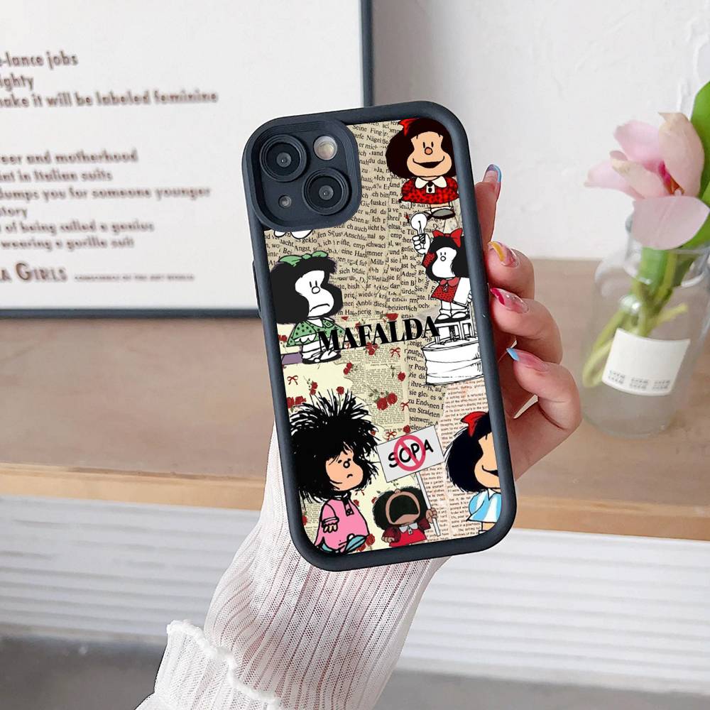 Мультяшный чехол для телефона МафальдаS для IPhone 16 15 14 Plus 13 12 11 17 Pro Max Pro Мягкая крышка