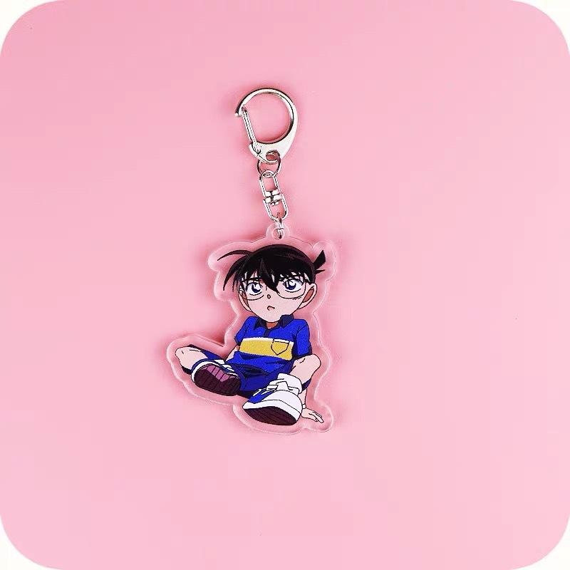 Anime Games Conan Shinichi Cartoon Character Key Rings Acrylic Keychain Metal Decoration Accessory Gift Pendant