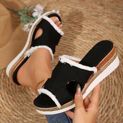 Модные летние женские шлепанцы на платформе, новые, нескользящие, элегантные туфли на танкетке, женские модные повседневные пляжные сандалии-слайды, женские zapatos de mujer