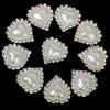 10 Crystal Rhinestone Pearl Buttons FLATBACK Embellishment Craft Decor Heart