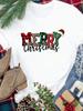 (Asian Size) Tee New Year Holiday Lovely Letter Style Merry Christmas Top Festival Casual Women Print Lady Short Sleeve Fashion Graphic T-shirts