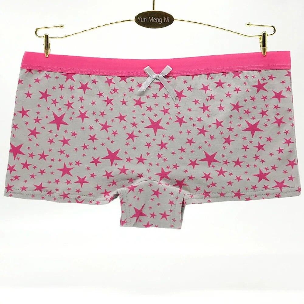 Женское нижнее белье, хлопковые трусики, боксеры с низкой посадкой, шорты для мальчиков со звездами и принтом для девочек, женские трусики для женщин, 6 шт./лот