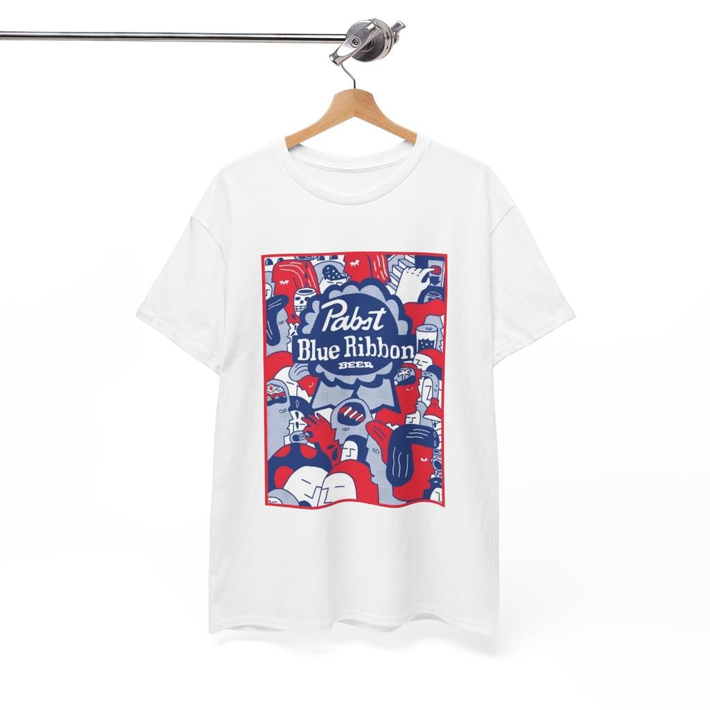 Pabst Blue Ribbon Tshirt Vintage Poster Beer American Unisex Heavy Cotton 90s