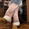 Мужские зимние флисовые брюки с плюшевой подкладкой, ветрозащитные, термо, свободные, эластичная талия, широкие