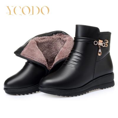 Женские весенне-зимние ботинки с мягкой подошвой, нескользящие, удобные и теплые кожаные ботинки большого размера
