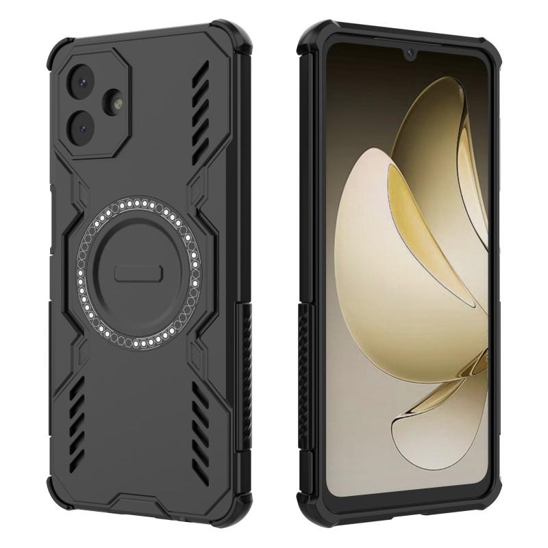 Для Samsung Galaxy A07 4G Магнитный чехол WANLONFENG DJ Series PC TPU Чехол для телефона с 2 шт. Защитная пленка из закаленного стекла