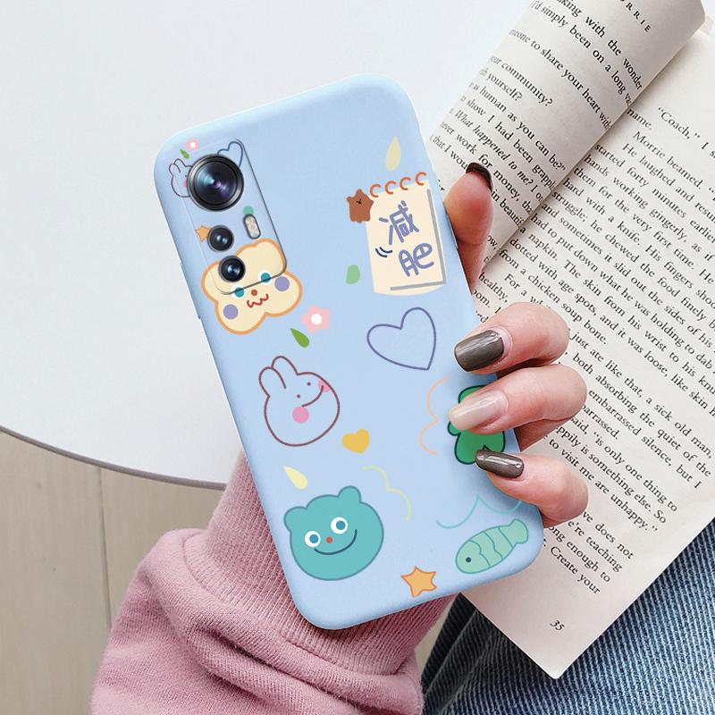 Цветочный чехол для телефона для Xiaomi 12T Mi12T Pro Funda Милое сердце Мультяшная сова Xiaomi 12 T Xiaomi12T Pro Матовый мягкий ТПУ задняя крышка