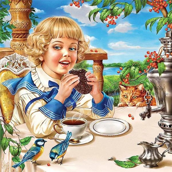 5D алмазная живопись для девочек, алмазная вышивка, круглый пейзаж, сад, картина из стразов, мозаика, портрет, декор для детской комнаты