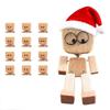 Shaking Wooden Man Figurine Handmade Shaking Feet Wooden Car Dashboard Decorations with 12 Pcs Magnetic Expressions Creative Gifts