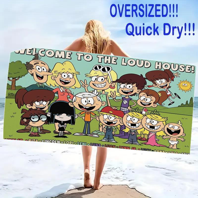 The Loud House Print Beach Towel, Large Soft Quick Dry Towel for Beach Camping Swimming