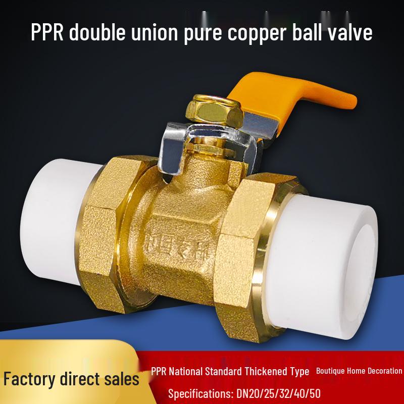 All-Copper PPR Double Union Ball Valve for Hot Melt Pipe - 20mm, 25mm, 32mm (1/2", 3/4", 1")