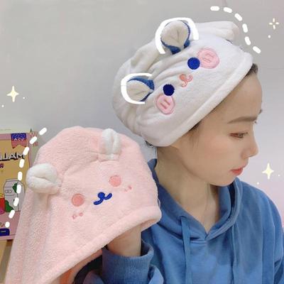 Мультяшная впитывающая милая плюшевая быстросохнущая шапочка для сушки волос, утолщающаяся коралловая бархатная шапочка для сушки головы