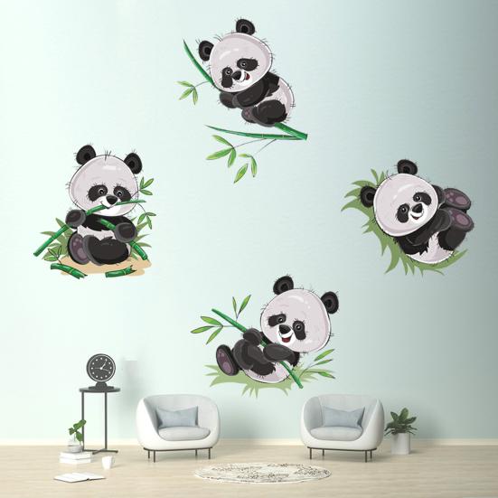 Stickers Cute Cartoon Panda Eat Bamboo PVC Decals DIY Decoration Removable Living Room Bedroom Background Stickers Home