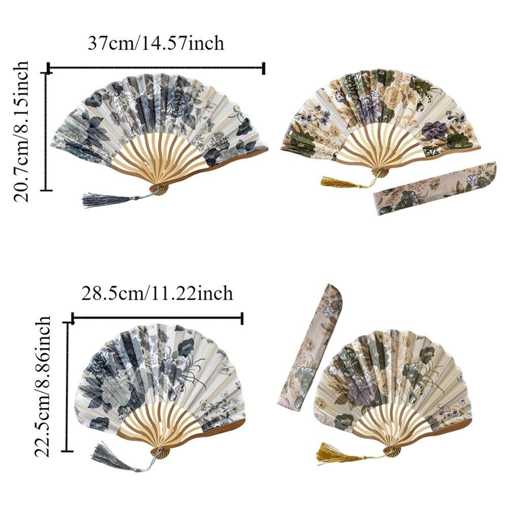 Шелковый складной веер в китайском стиле, классический складной веер с кисточкой, старинный ручной веер, подарок для девушки