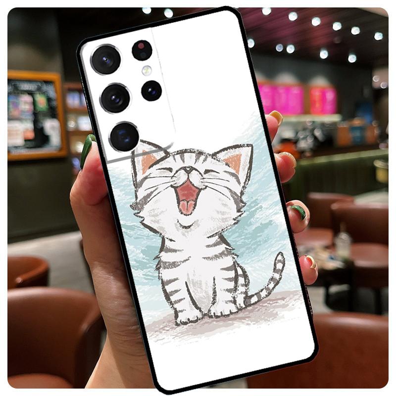 Мультяшный Милый Кошачий Чехол Для Samsung Galaxy S23 S22 Ultra S9 S10 Note 10 Plus Note 20 S21 Ultra S20 FE Телефонный Чехол