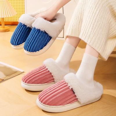 Хлопковые туфли для тепла, комнатные противоскользящие, флисовые тапочки на мягкой подошве для женщин