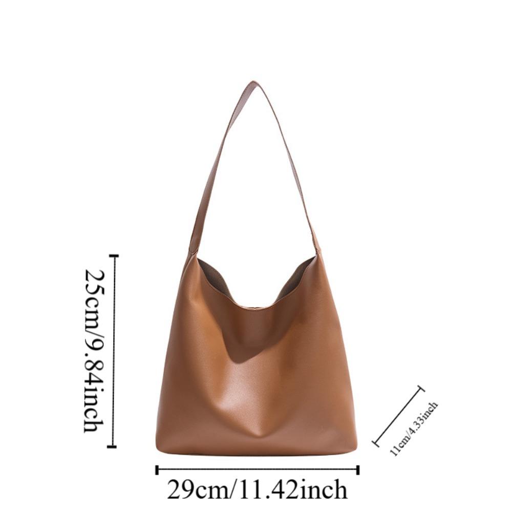 Anti-Splash Water Soft PU Tote Bag Elegant French Underarm Bag Solid Color Handbag  Work