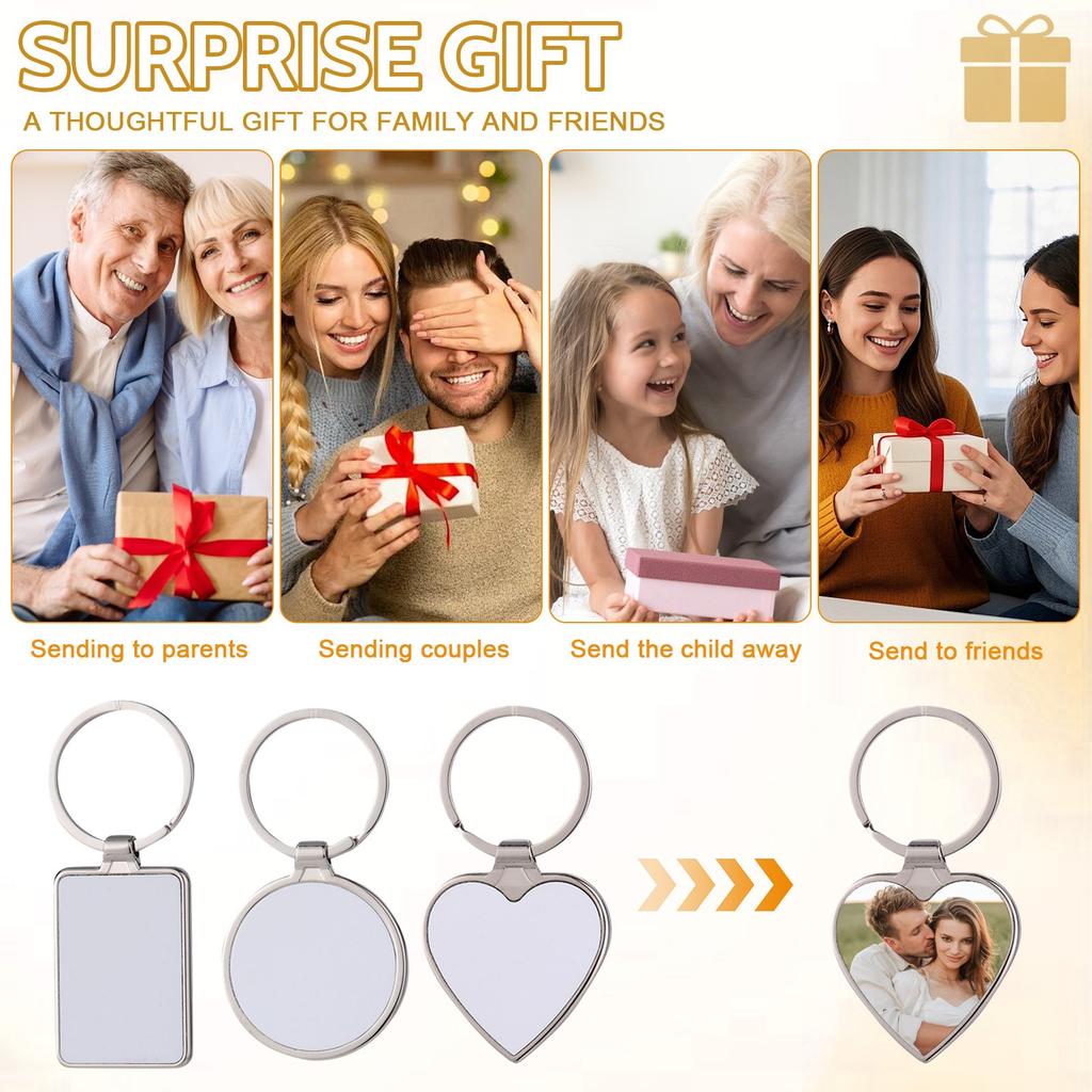 Sublimation Blank Keychain Metal Heat Transfer Keychain Blank Board Key Rings For DIY Crafts Supplies