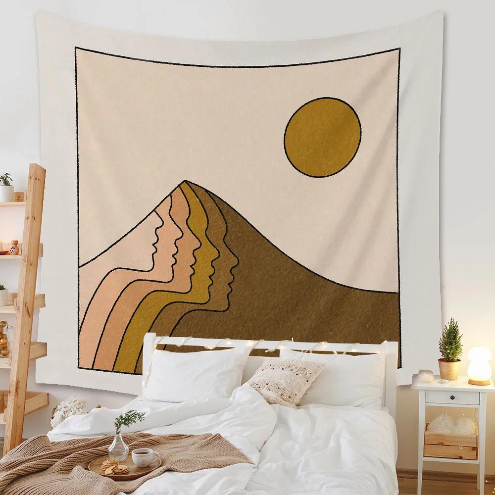 Бохо Фон Иллюстрация Фреска Декор Геометрический Гобелен Настенный Спальня Эстетическое Одеяло
