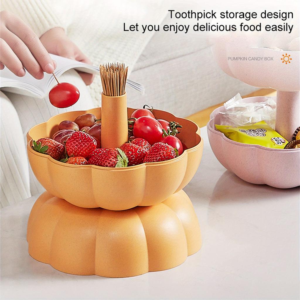 Pumpkin Dried Fruit Basket Creative Double Layer Sealed Waterproof Basket Fruit Snack Box for Living Room Home Decoration
