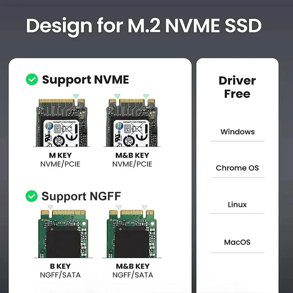 Корпус для SSD 10 Гбит/с M2 NVMe SATA, бокс для SSD M.2 NVME NGFF к USB 3.1, кабель Type-A на Type-C для аксессуаров M.2 SSD для ПК