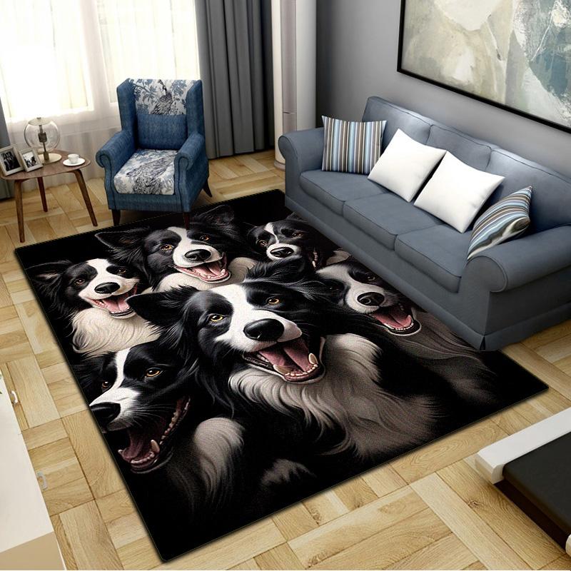 Border Collie Carpet Rug for Living Room Bedroom Home Sofa Decoration,Kids play Non-slip Floor Mat