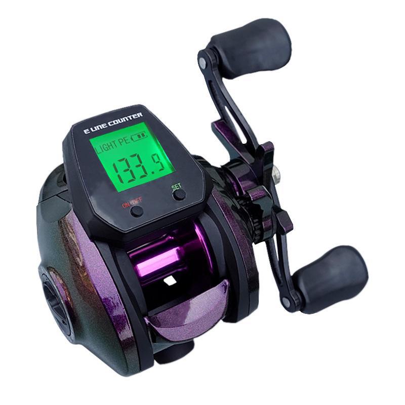 Катушка с каплями воды: Большой цифровой дисплей, водонепроницаемый, сигнализация, правосторонний, глубоководный стакан для ловли с плота.