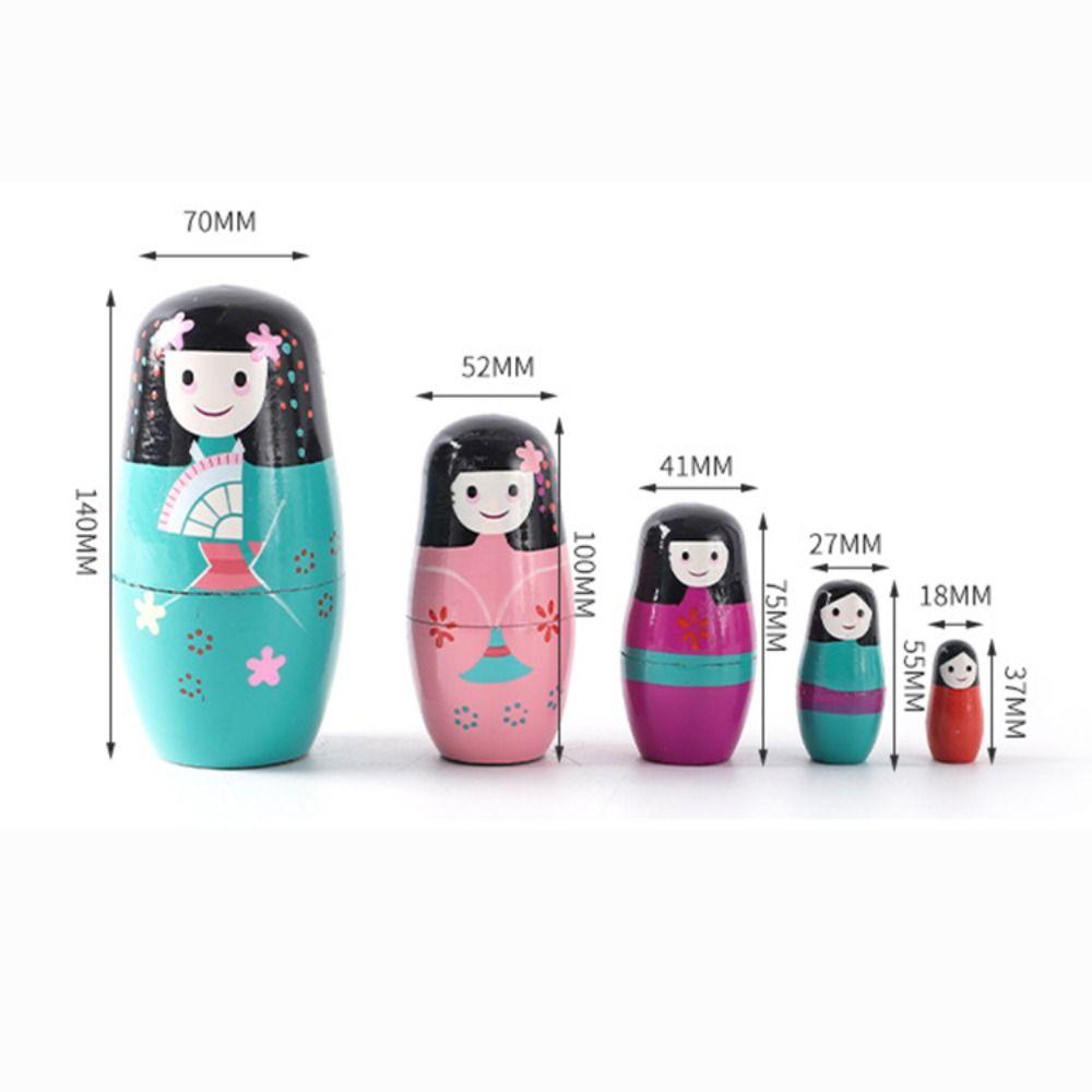 5 шт./компл. цветной рисунок для девочек, русская кукла, японская девушка, деревянные штабелируемые куклы, Рождество
